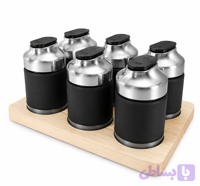 جا ادویه ۷ پارچه چوبی مام استایل Mom Style 7-Piece Wooden Spice Set