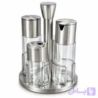 ست آبلمیو و روغن و نمکدان استیل یونیک Unique Stainless Steel Oil, Vinegar, and Salt Shaker Set