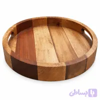 سینی گرد چوبی دسته دار Round wooden tray with handles