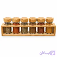 جا ادویه قطاری چوب کارولین ۶ عددی Caroline Wooden Train-Style Spice Rack (6-Piece)