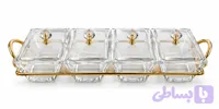 اردو خوردی شیشه مستطیل ۴ خانه لیمون Limon Rectangular 4-Compartment Glass Appetizer/Snack Tray