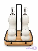 ست آبلیمو و نمکدان سرامیک چوب Ceramic and Wood Lemon Juice and Salt Shaker Set