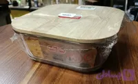 ظرف نگهدارنده غذا درب چوبی مربع Square food storage container with a wooden lid