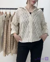 شومیز زنانه جنس بری ژاکارد مدل ایوا  فری سایز  نسکافه ایی