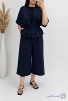 وست و شلوار زنانه مدل نینا رنگ قهوه ای سورمه ای خاکی مشکی طوسی سایز ۳۶تا۴۶ جنس بزیاق