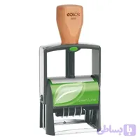 مهر اتوماتیک تاریخ‌دار فارسی کلوپ مدل Green Line 2660 | بدنه فلزی دسته چوبی