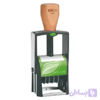 مهر اتوماتیک تاریخ‌ زن فارسی کلوپ مدل Green Line 2360 | بدنه فلزی دسته چوبی