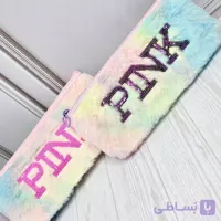 جامدادی فانتزی دخترانه پوم پوم رنگین‌کمانی pink