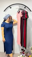 پیراهن بلند کد ۴۰۸ سرشانه باز مدل بقل چاک