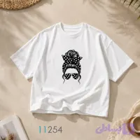 تیشرت زنانه فیت آزاد سفید طرح لیدی پولکا - رسلا