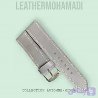 بند ساعت چرم طبیعی رنگ طوسي