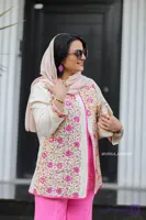 کت زنانه دخترانه لینن سوزن دوزی مجلسی اندامی