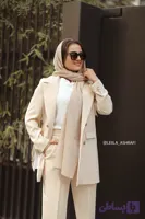 کت زنانه دخترانه کرپ کرم یقه انگلیسی مدل گندم