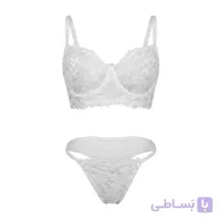 ست شورت و سوتین توری بارون مدل گلدار کد 065 رنگ سفید