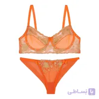 ست شورت و سوتین توری بارون کاپ C کد 084 رنگ نارنجی