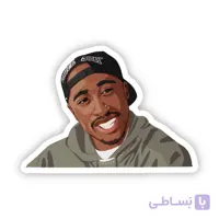 استیکر ضدآب برش خورده طرح توپاک Tupac سایز ۳ سانتی متر