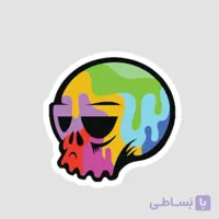 استیکر ضدآب برش خورده طرح اسکلت رنگی سایز ۳ سانتی متر