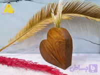 گلدان مینیمال قلبی بزرگ چوب گردو