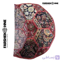 فرش دستباف کهنه پازلی آنتیک دایره ای به قطر 100 سانتی متر