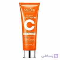 فوم شستشوی صورت تیوپی سادور مدل 5x Vitamin C حجم 100 گرم دارای ویتامین سی پاک‌کننده روشن‌کننده تنظیم‌کننده چربی صورت