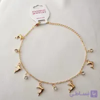 پابند زنانه آویز طرح دلفین و نگین  استیل کد ۱۱۰