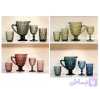 ست پارچ و لیوان بلور طرح لوزی