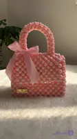 کیف دستی مرواریدی صورتی پاپیونی