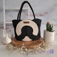 کیف دوشی پیچک قیطان دوزی با آستر پارچه‌ای دو رنگ