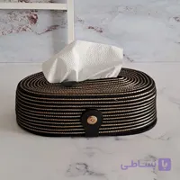 کاور دستمال کاغذی قیطان دوزی مشکی طلایی کد 130