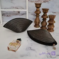 کیف لوازم آرایش قیطان دوزی مشکی طلایی