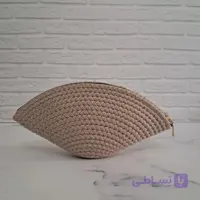 کیف لوازم آرایش قیطان دوزی کرم (گیس بافت)