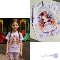تیشرت دخترانه فانتزی طرح دختر مو طلایی جنس پنبه اسپان گرم بالا