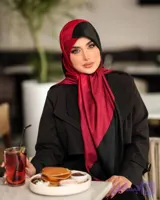 روسری ابریشم ژاکارد مشکی قرمز