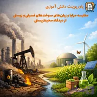 پاورپوینت دانش آموزی «مقایسه مزایا و زیان‌های سوخت‌های فسیلی و زیستی از دیدگاه محیط‌زیستی» + متن تحقیق + doc + pptx