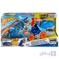 کامیون و پیست دایناسور تی‌رکس هات‌ویلز مدل Ultimate T-Rex ست تبدیل‌شونده Hot Wheels City کد HNG50 به همراه ۲ عدد ماشین فلزی