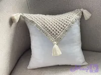 کاور کوسن مکرومه بافی طرح آینه دار ۴۰*۴۰