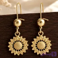 گوشواره خورشید طلایی استیل رنگ ثابت ضد حساسیت J01