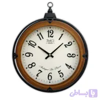 ساعت دیواری چوب و فلز تیک مدل 651 | زمینه سفید | اعداد انگلیسی | سایز 60 سانتی‌متر