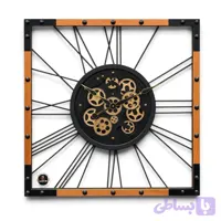ساعت دیواری چوبی فلزی داروین چرخ‌دنده‌ای گرد | ساعت دکوراتیو بزرگ 70 و 90 سانتی