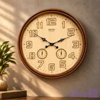 ساعت دیواری چوبی کوین مدل 3214و3314 سایزهای 60 و 70 سانتی رنگ چوب | ساعت دکوراتیو تمام چوب با موتور روانگرد
