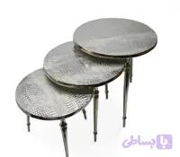 میز عسلی آلمینیومی پوست ماری نقره ای