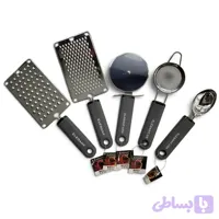 ست 5 تکه ابزار آشپزخانه الگانت | رنده ریز، رنده درشت، پیتزا بر، صافی چای و اسکوپ بستنی
