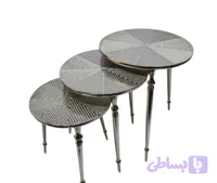 میز عسلی آلمینیومی خطی نقره ای