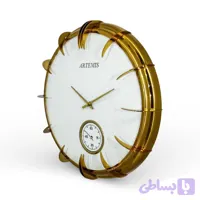 ساعت دیواری فلزی آرتمیس مدل 30290 طلایی مشکی | طراحی ناخنی مدرن و ثانیه‌شمار مستقل