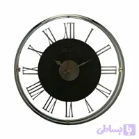 ساعت دیواری آرتمیس مدل 30220 گرد فلزی طلایی با اعداد یونانی برجسته، صفحه شیشه‌ای و موتور بی‌صدا