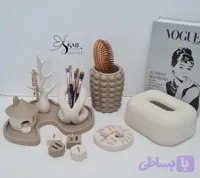 نظم دهنده میزآرایشی با رنگ کرمی و نسکافه ای