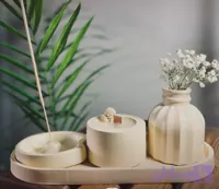 نیم ست دکوری کرم رنگ مناسب هدیه دادن از جنس پودر سنگ مصنوعی