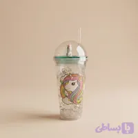 لیوان اسموتی نی دار مدل چراغ دار