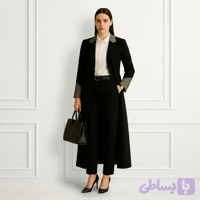 مانتو زنانه اداری مشکی خطی مناسب محیط اداری