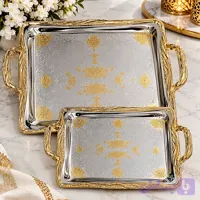 سینی استیل دسته‌دار مدل آنا 2 رنگ ثابت